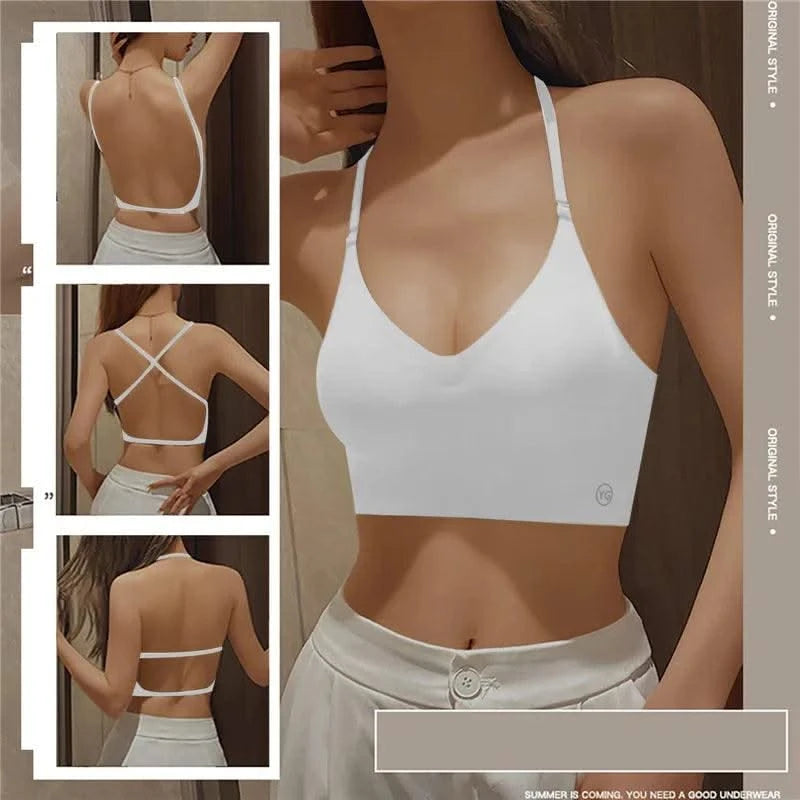 Women Invisible Bra Deep U Plunge Bras Backless Top