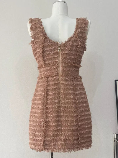 High Quality Luxury Small Fragrance Tweed Dresses For Women 2023 Summer Sweet Short Dress Party Vestidos Robes roupas feminina