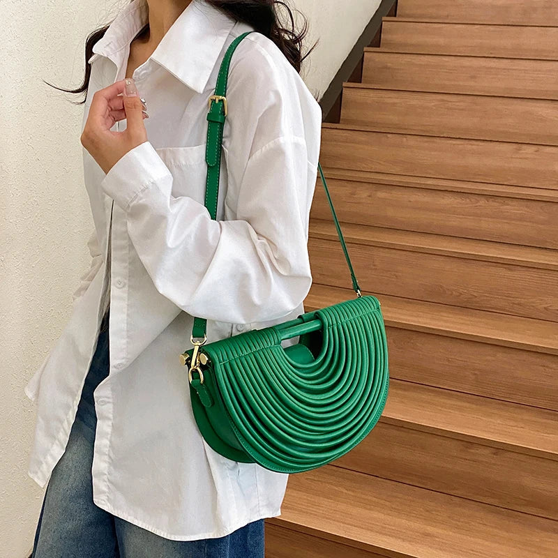 Handbags for Women 2025 New Gold Luxury Designer Brand Handwoven Noodle Bags Rope Knotted Pulled Half Moon Silver Evening Clutch