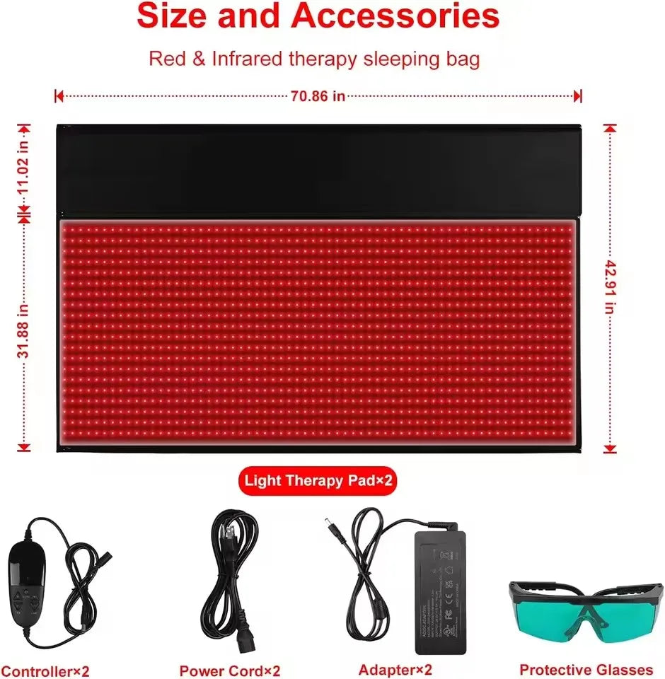2025 New Red Light Therapy Pads LED 660&850nm Near Infrared Light Therapy Pads Large Pads for Whole Body Treatment