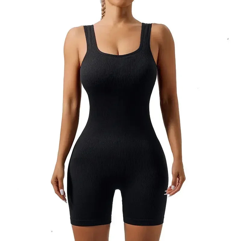 Women's Sleeveless Jumpsuit  Abdomen and Hips Women's Solid Color Sexy Tight-fitting Sports Yoga Jumpsuit  Fitness Clothes