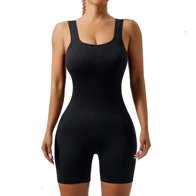 Women's Sleeveless Jumpsuit  Abdomen and Hips Women's Solid Color Sexy Tight-fitting Sports Yoga Jumpsuit  Fitness Clothes