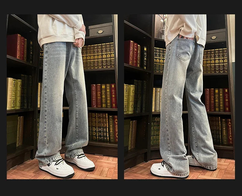 Autumn New Men's Jeans Baggy Straight Wide Leg Male Fashion Vintage Denim Pants Men Youth Popular Brand Streetwear Jean Trousers