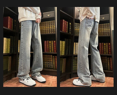 Autumn New Men's Jeans Baggy Straight Wide Leg Male Fashion Vintage Denim Pants Men Youth Popular Brand Streetwear Jean Trousers