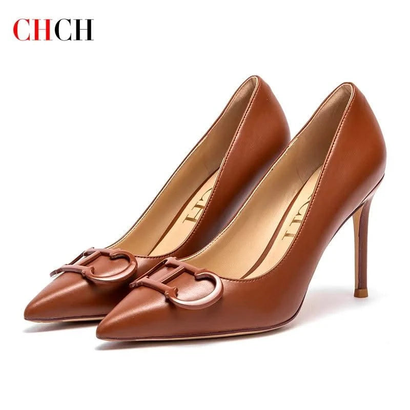 Women's Pointed Metal Buckle High Heels | Party | Carnival |Women's Shoes 9cm