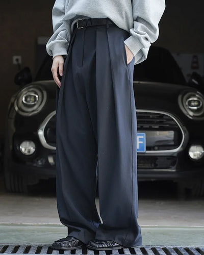 women's casual solid color straight leg wide trousers loose wear thin trousers pants