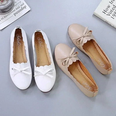 Non Slip Women's Flat Shoes With Bow Moccasins Ladies Footwear High Quality Fashion Elegant Dress Chic Point Luxury Brand