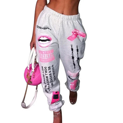 2024 New Women Fashion Elastic Waist Sports Casual Harem Pants Femme Joggers Trouser Printed Sweatpants