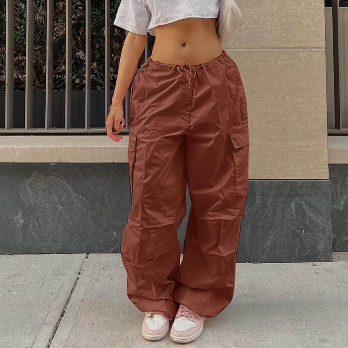 Low Waist Parachute Loose Baggy Sweatpants Trousers Women Jogger Cargo Pants Streetwear Outfits