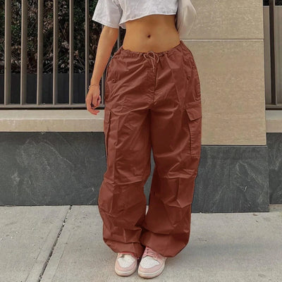 Low Waist Parachute Loose Baggy Sweatpants Trousers Women Jogger Cargo Pants Streetwear Outfits