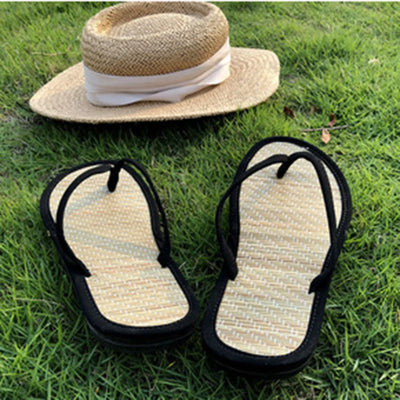 Fashion Women Flip Flop Flat Sandals Summer 2025 Silent Rattan Comfortable Beach Slippers Casual Minimalist Thong Sandals