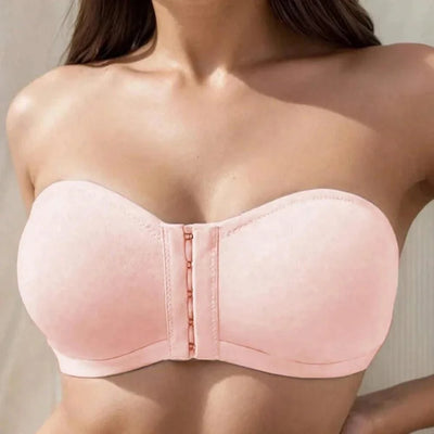 Women's Front Closure Strapless Bra Wireless Tube Bralette Seamless Invisible Bandeau Bras No Padding Daily Bra