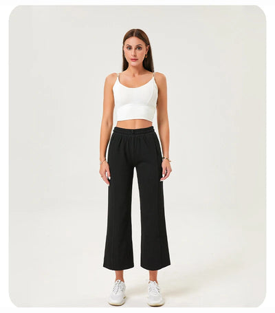 Women's Wide Leg Yoga Ninth Pants High Waisted Joggers Casual Sweatpants Pockets Sports Clothes Pilates Tracksuit Baggy Pants
