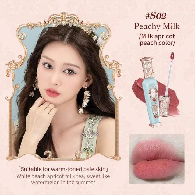 Beauty Glazed  Mirror Flower Lip Gloss  Lipstick Strawberry Rococo Collection Little Angel Lip Cream Lipstick 3.5g