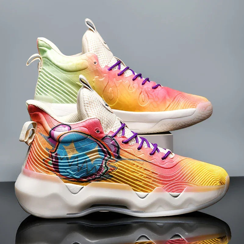 Basketball shoes men wear absorbing shock rebound sports actual combat college students training shoes new high-top combat boots