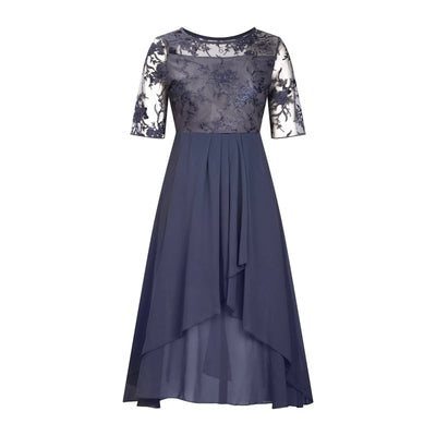 Elegant Outfits Summer Dresses For Women 2023 Tea Length Embroidery Lace Chiffon Mock Dress Formal Occasion Dresses Vestidos