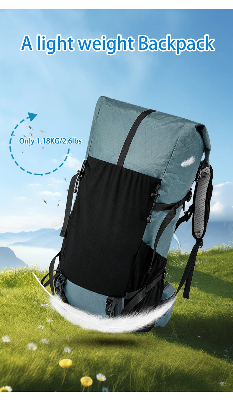30L Hiking Backpack Daily Travel Wear-Resistant Waterproof Professional Climbing Large Capacity Roll-Up Shoulder Bag 2025 New