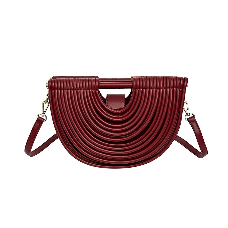 Handbags for Women 2025 New Gold Luxury Designer Brand Handwoven Noodle Bags Rope Knotted Pulled Half Moon Silver Evening Clutch
