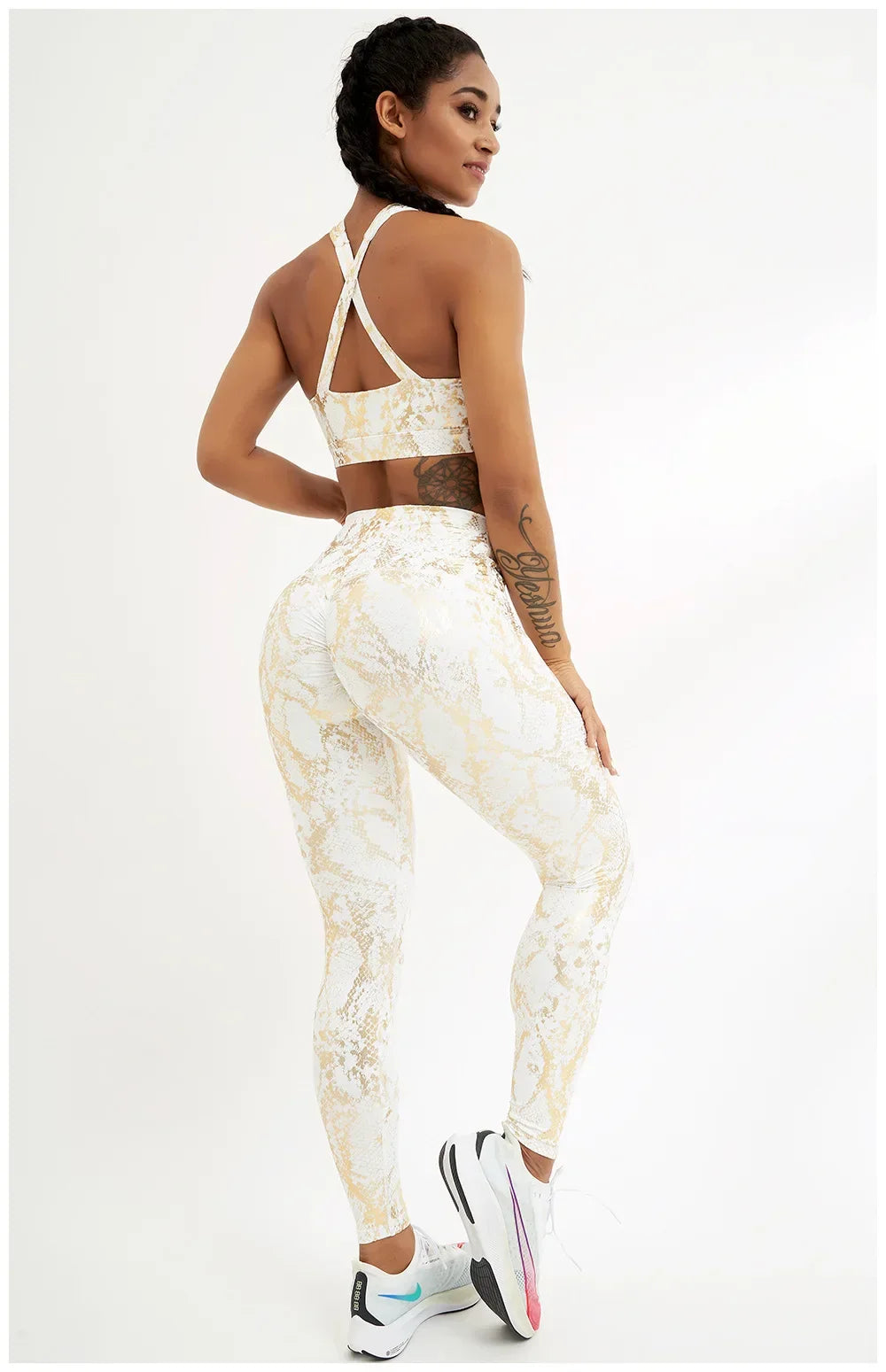 Snake Printed Yoga Pants Gilded Stretch Buttocks Sexy Casual Skinny Pants  For Women High Waist Elastic Fitness Sporty Leggings