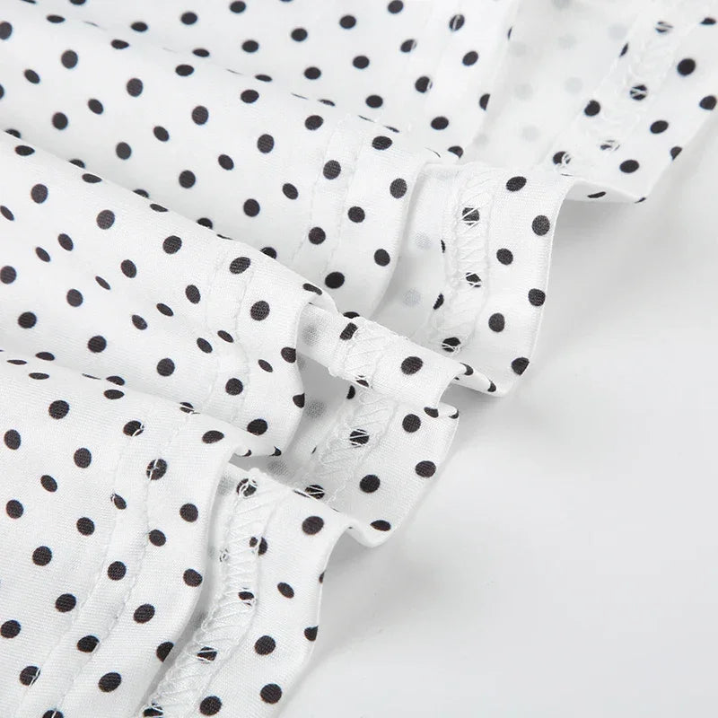 Sleeveless Short Dot Print Women Dresses Slim Fit Elegant Simple Office Lady Trendy Clothes