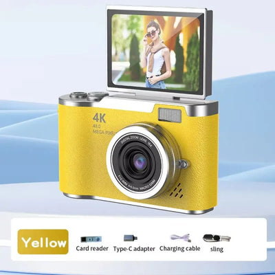 High-Definition HD Digital Camera 4K 48MP 8X Digital Zoom Video Camcorder CCD with Hanging Straps Flip Screen