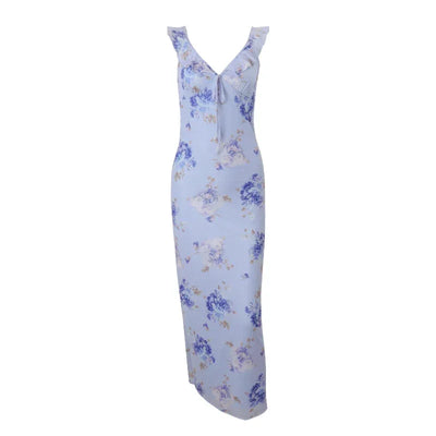 WhereMery Fashion Women Floral Printed Maxi Dresses Sexy Lady Off Shoulder Backless Ruffle Halter Dress Elegant Summer Vestidos