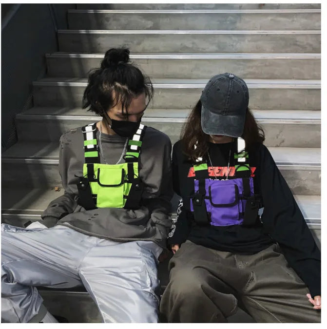 Multi-pocket Vest Bag for Men, Reflective Chest Bags, outdoor sport backpack сумка мужская bolso hombre bag for men mochilas 가방
