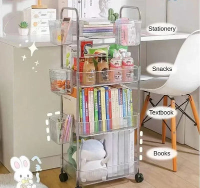 Acrylic Trolley with Wheel Multilayer Transparent Storage Rack Living Room Snack Storages Shelf Bathroom Mobile Shelf Home Items