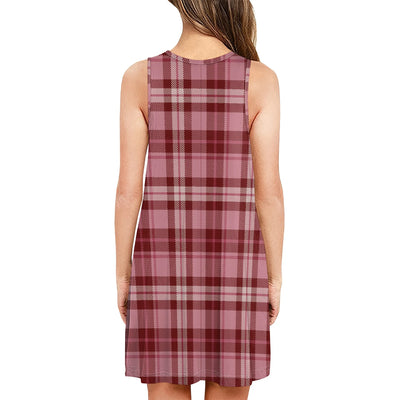 Women's Sleeveless Plaid Lounge Dress Soft A-Line Homewear for Autumn