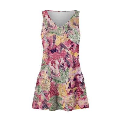 Floral Print Dresses For Women Summer Sleeveless V Neck Boho Beach Dress Vestidos Ladies Vacation Dresses Vestidos Femenino