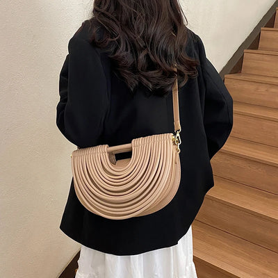 Handbags for Women 2025 New Gold Luxury Designer Brand Handwoven Noodle Bags Rope Knotted Pulled Half Moon Silver Evening Clutch