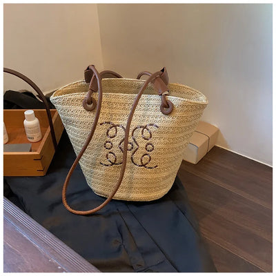 Fashion Retro Shoulder Bag Women Handbag Luxury Brand Designer Tote Women Straw Shoulder Messenger Bag Elegant Ladies Beach Bags