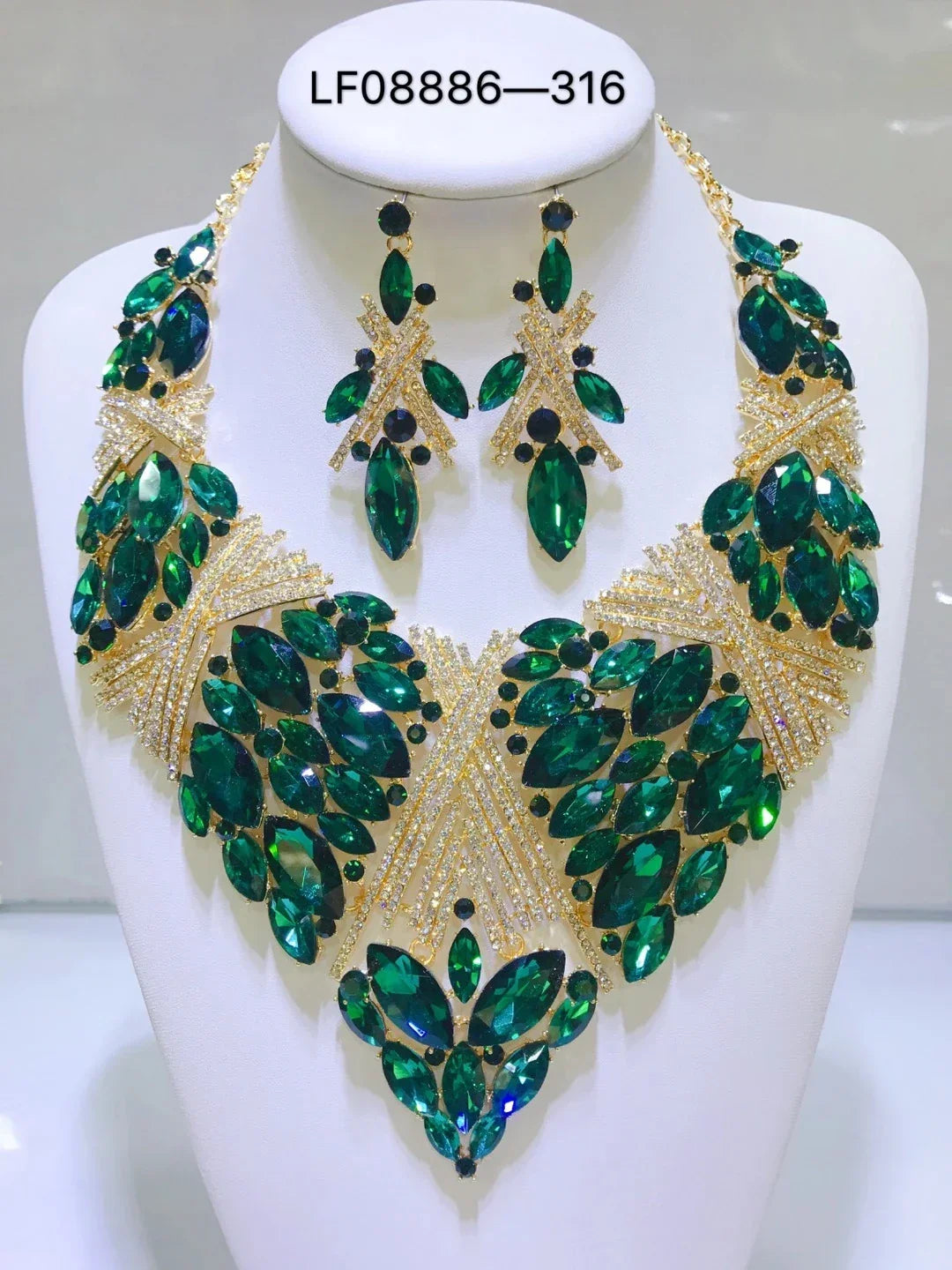 Women Luxury Necklaces Set Wedding Delicate Fashion Jewelery Set Crystal Rhinestone Earrings Jewelry Sets