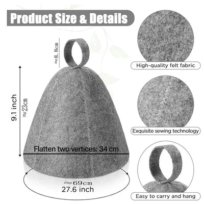 Sauna Hats Thicken Wool Felt Shower Cap Hair Turban Quickly Towel Drying Hats Felt Sauna Hat Men Dry Sauna Cap for Man