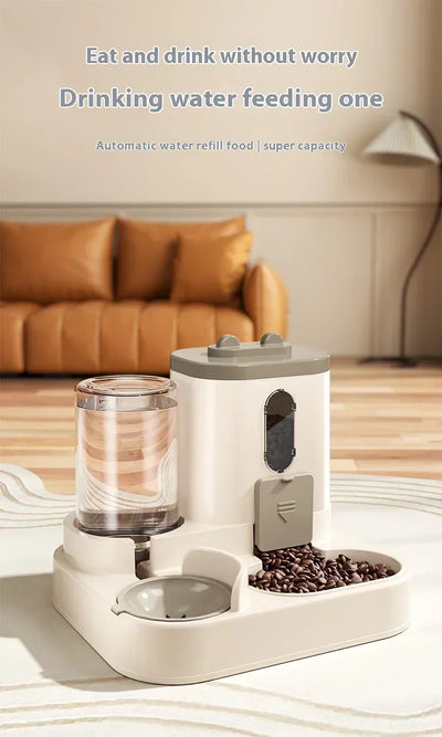 Dog Auto Feeder and Water Dispenser Gravity Food Feeder and Waterer Set with Pet Food Bowl Universal Pet Products