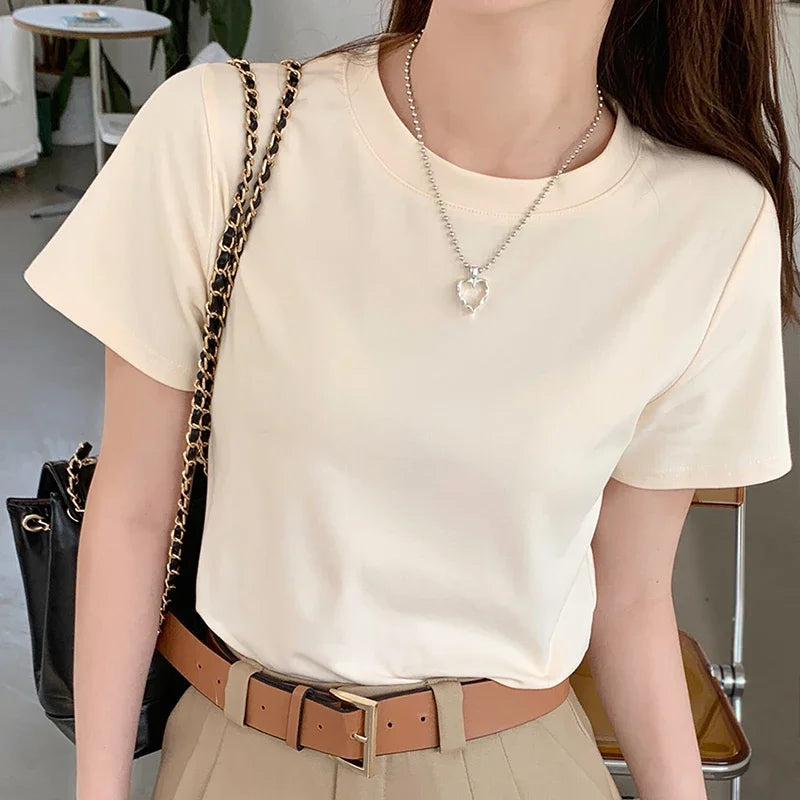 Oversized Summer T Shirts For Women Men Brown Casual Female Korean Streetwear Tees Unisex Basic Solid Young Cool Tops 2025