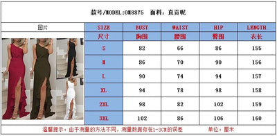 2025 Women's Dress Evening Slit Solid Color Elegant Asymmetric Off-Shoulder Long Dress for Female