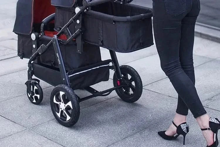 New Twins Baby Stroller Foldable Double Baby Stroller for Two Children Shock-absorbing Twin Baby Stroller Four Wheel Cart