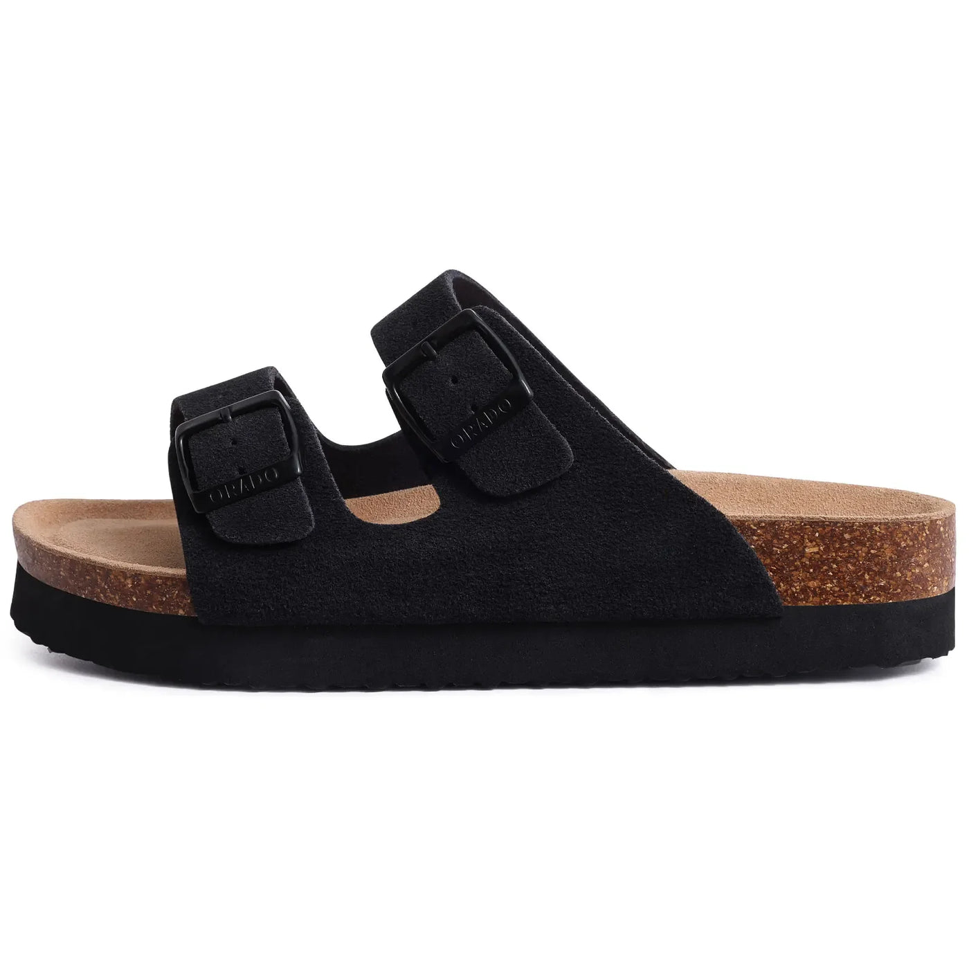 Kidmi New Men Sandals Men Double Buckle Sandals Cork Suede Men Slippers Outdoor Beach Slide Sandals Casual Soft Nonslip Sandals