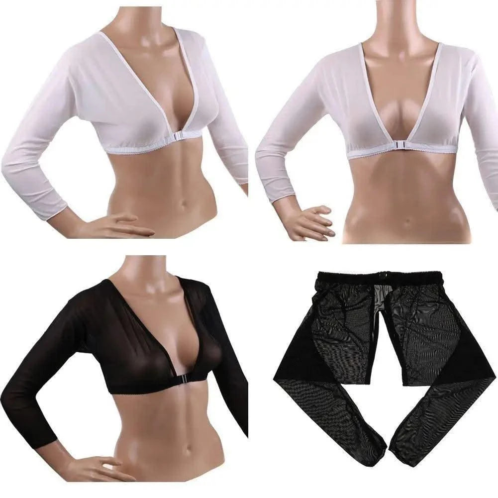 Women Bottom Sleeve Tops Fashion Front Button Long-sleeved T-shirt Mesh Top