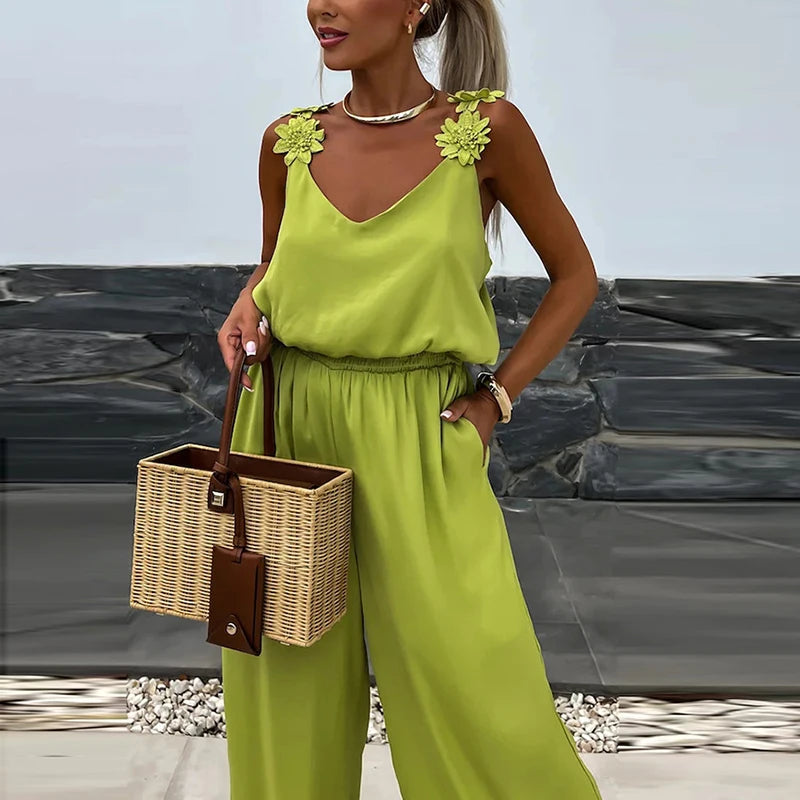 Female Jumpsuit For Women Casual Summer Solid Loose Long Pants Jumpsuit Women Bohemian Rompers Jumpsuit Overalls Female