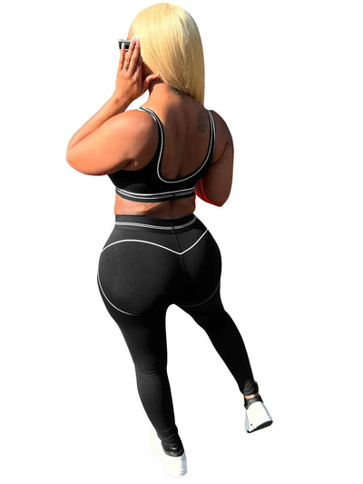 Women Activewear Summer Fitness Gym Yoga Sets Two Piece Set Bra Crop Top And High Waist Leggings Sportswear Training Workout Set