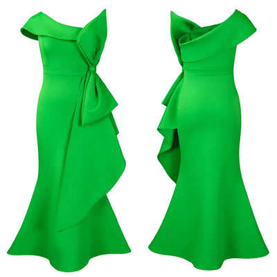 Elegant Dresses for Women 2024 New One Shoulder Ruffles Mermaid Floor Length Luxury Female Birthday Party Dinner Vestidos Mujer