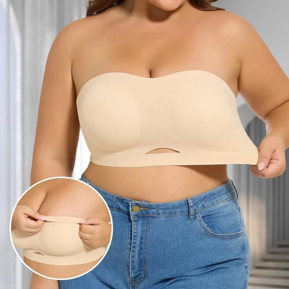 Strapless Bras for Women Lift Bra Wire-Free Anti-Slip Invisible Push Up Seamless Detachable Straps Bandeau