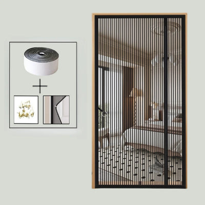 Magnetic Door Screen Black Stripe Side Door Magnetic Mosquito Net Mesh Fly Insect Net Automatic Closing for Kitchen Living Room