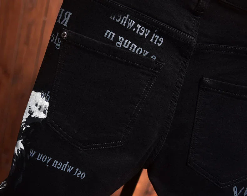 2025 new men's printing  jeans slim fit jeans men Fashion Classic Denim Skinny Jeans Male men's casual High Quality Trousers