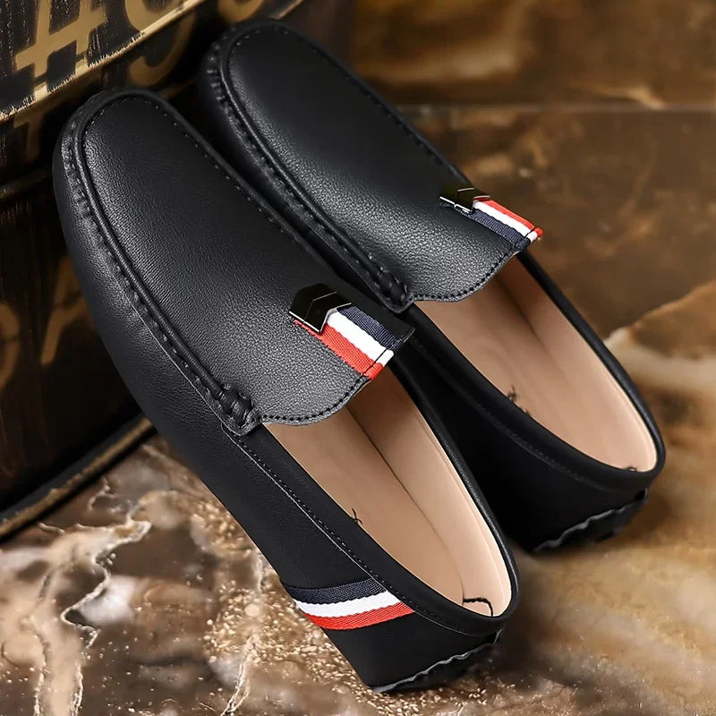 MAEDEF Men's Loafers High Quality Anti-slip Casual Shoes Men's Leather Loafer Outdoor Breathable Lightweight Soft Driving Shoes