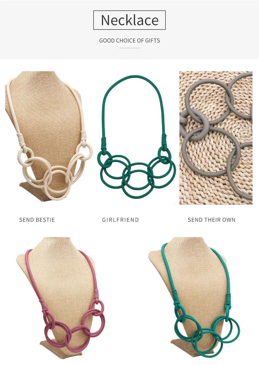BARWODO New Rubber Chain Necklace For Women Simple Handmade Elasticity Jewelry Sweater Chains Party Accessories Luxury Necklaces