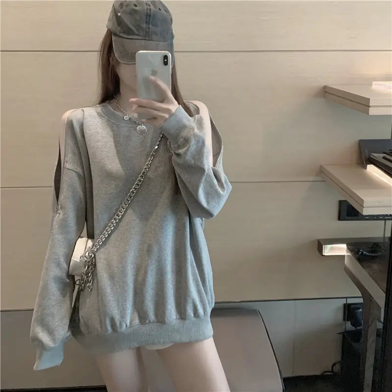 Woman T-shirt Black Plain Top for Women Loose Off Tshirt Shoulder Sexy Designer 2024 New Arrivals Korea Clothing Stylish Alt Tee
