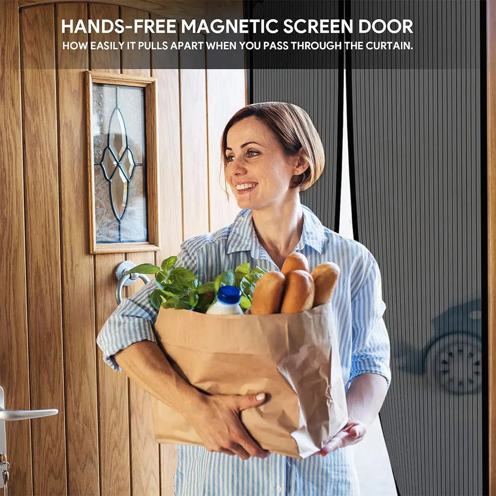 Magnetic Screen Door Curtain Anti Mosquito Keeps Bug Out Automatic Self-Closing Household Ventilation Door Mesh Curtain 38x82in